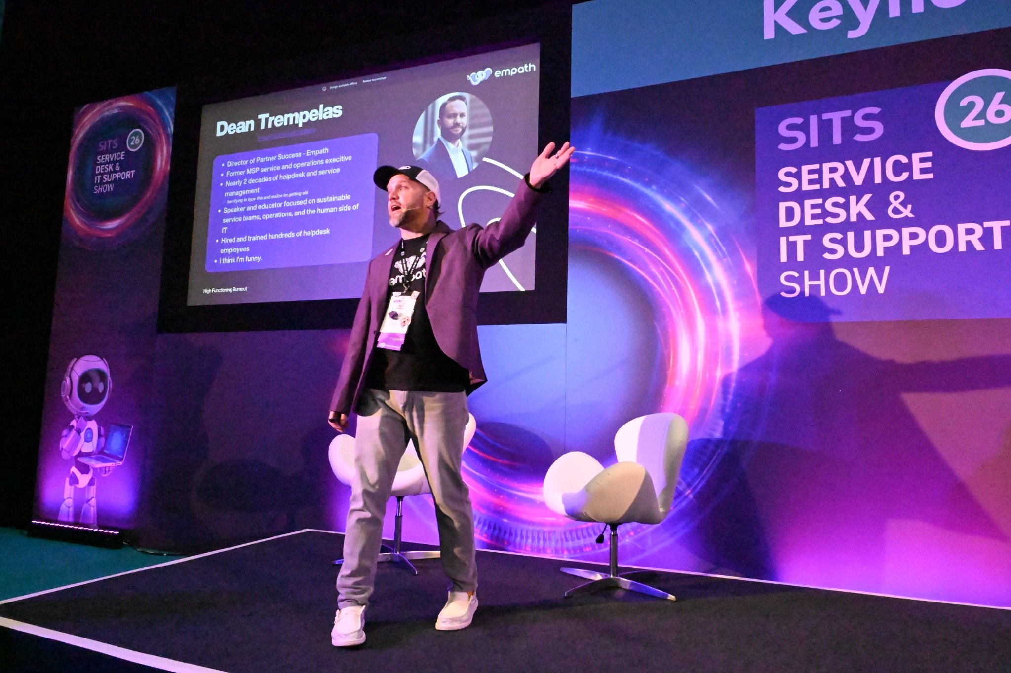 Dean Trempelas speaking on a keynote stage